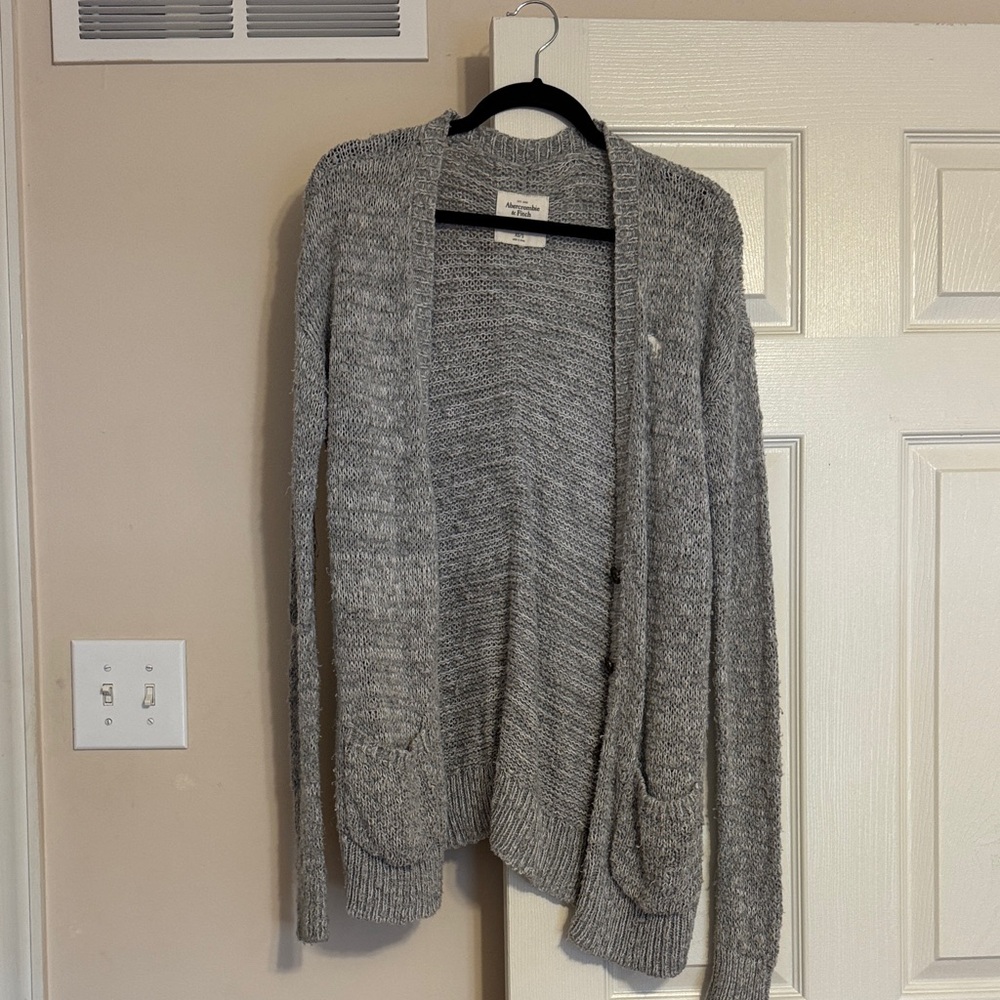 Abercrombie Long Gray Knit Cardigan